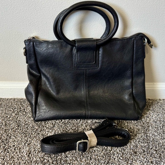Coco + Carmen Elegant Black Vegan Leather Handbag with Detachable Strap NWOT - Picture 1 of 7